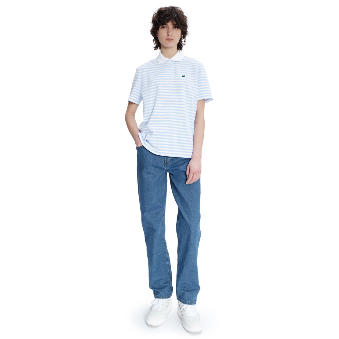 Lacoste X A.p.c. Loose Fit Gestreift Polo Shirts Damen Weiß | LORK-72491