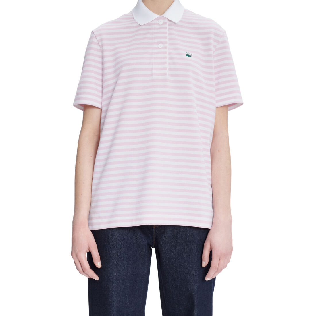 Lacoste X A.p.c. Loose Fit Gestreift Polo Shirts Damen Weiß | SGUI-01647