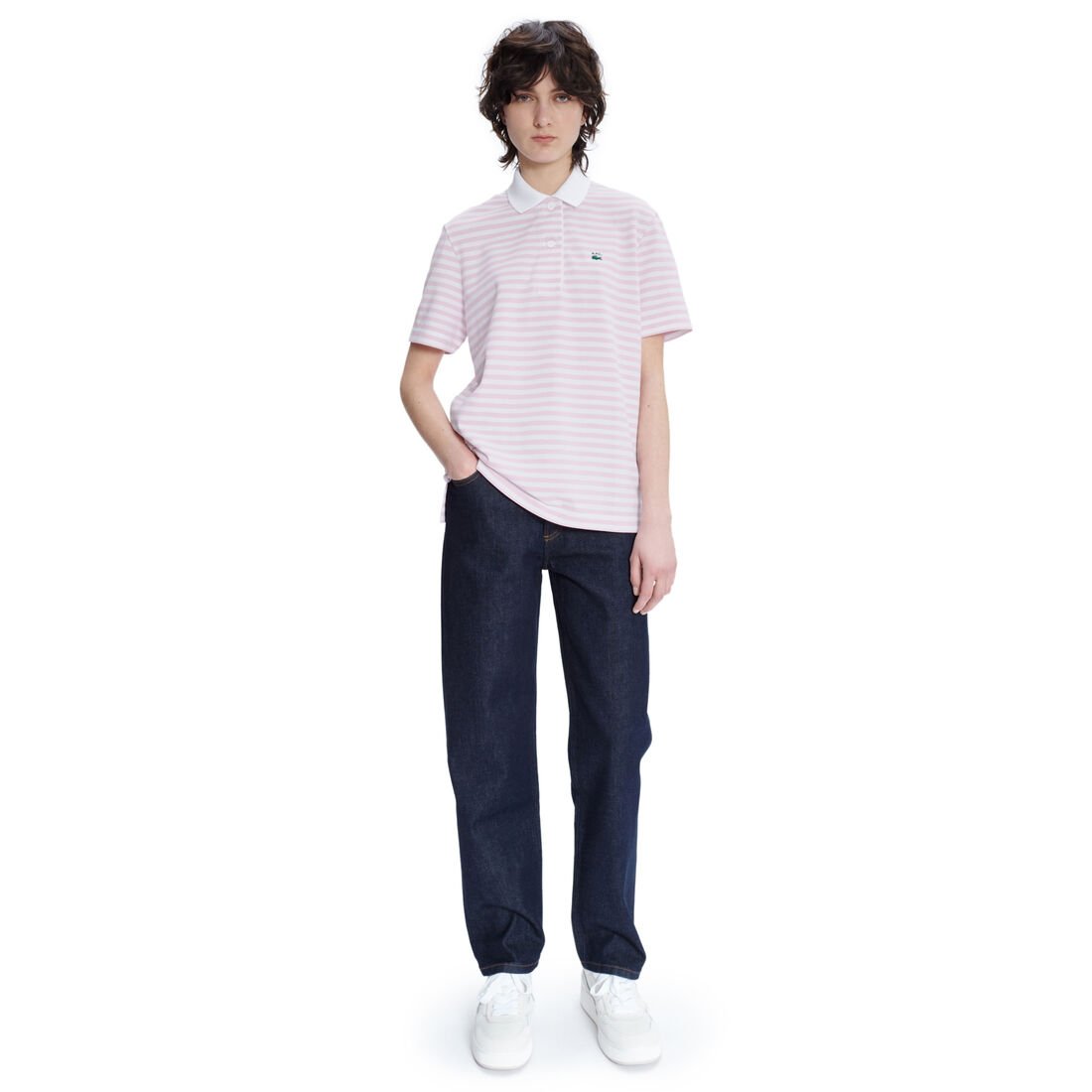 Lacoste X A.p.c. Loose Fit Gestreift Polo Shirts Damen Weiß | SGUI-01647