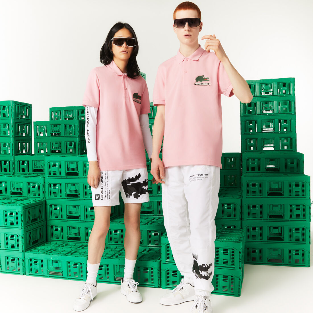 Lacoste X Minecraft Klassische Fit Organic Baumwoll Polo Shirts Damen Rosa | OJDY-73462