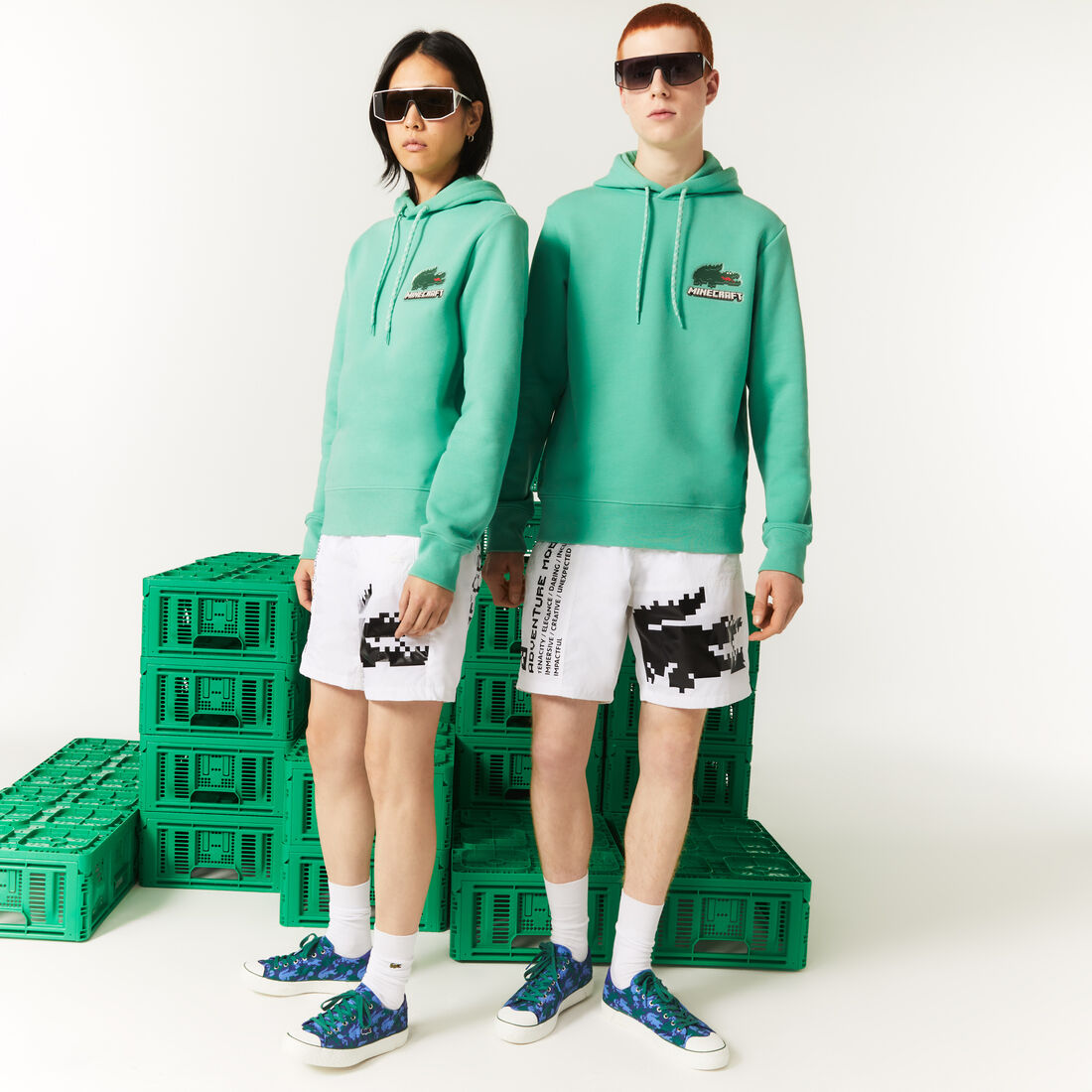 Lacoste X Minecraft Mit Kapuze Baumwoll Fleece Hoodie Herren Grün | RTVG-95321