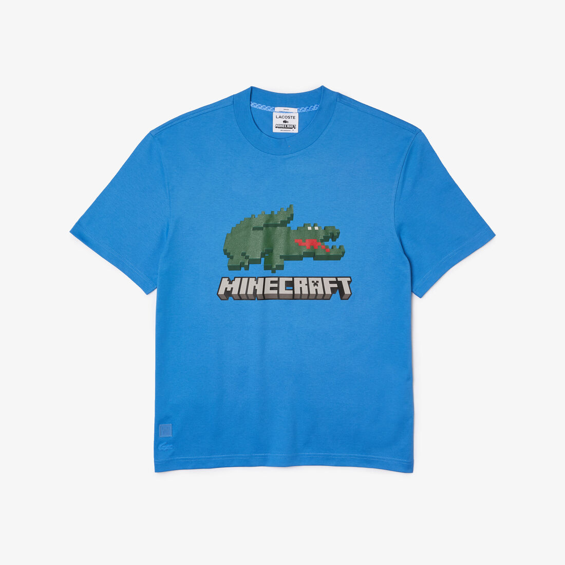 Lacoste X Minecraft Print Organic Baumwoll T-shirts Herren Blau | VFKY-45680