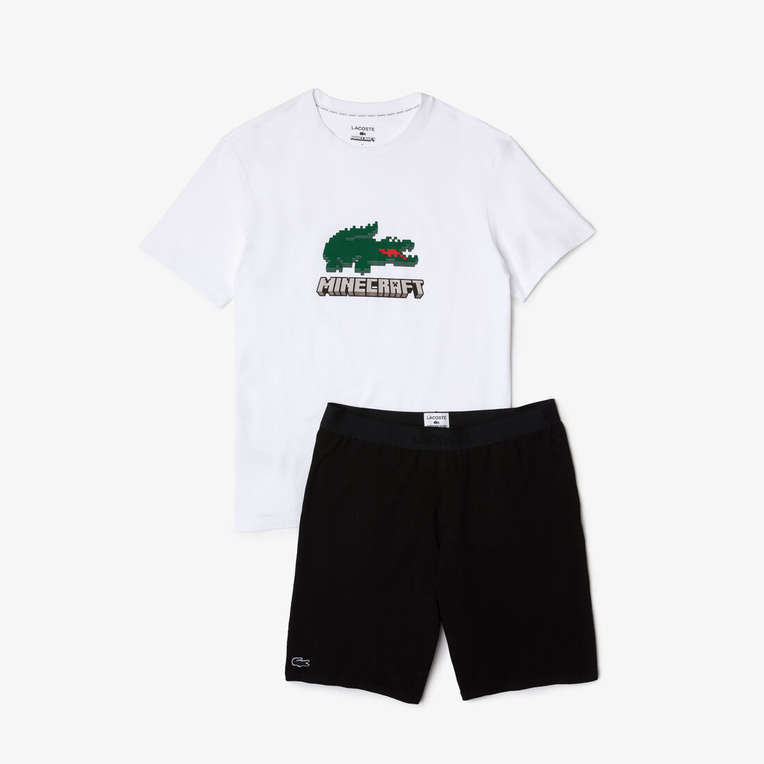 Lacoste X Minecraft Stretch Organic Baumwoll Kurzes Pajamas Kurze Hose Herren Weiß | BOUC-96285