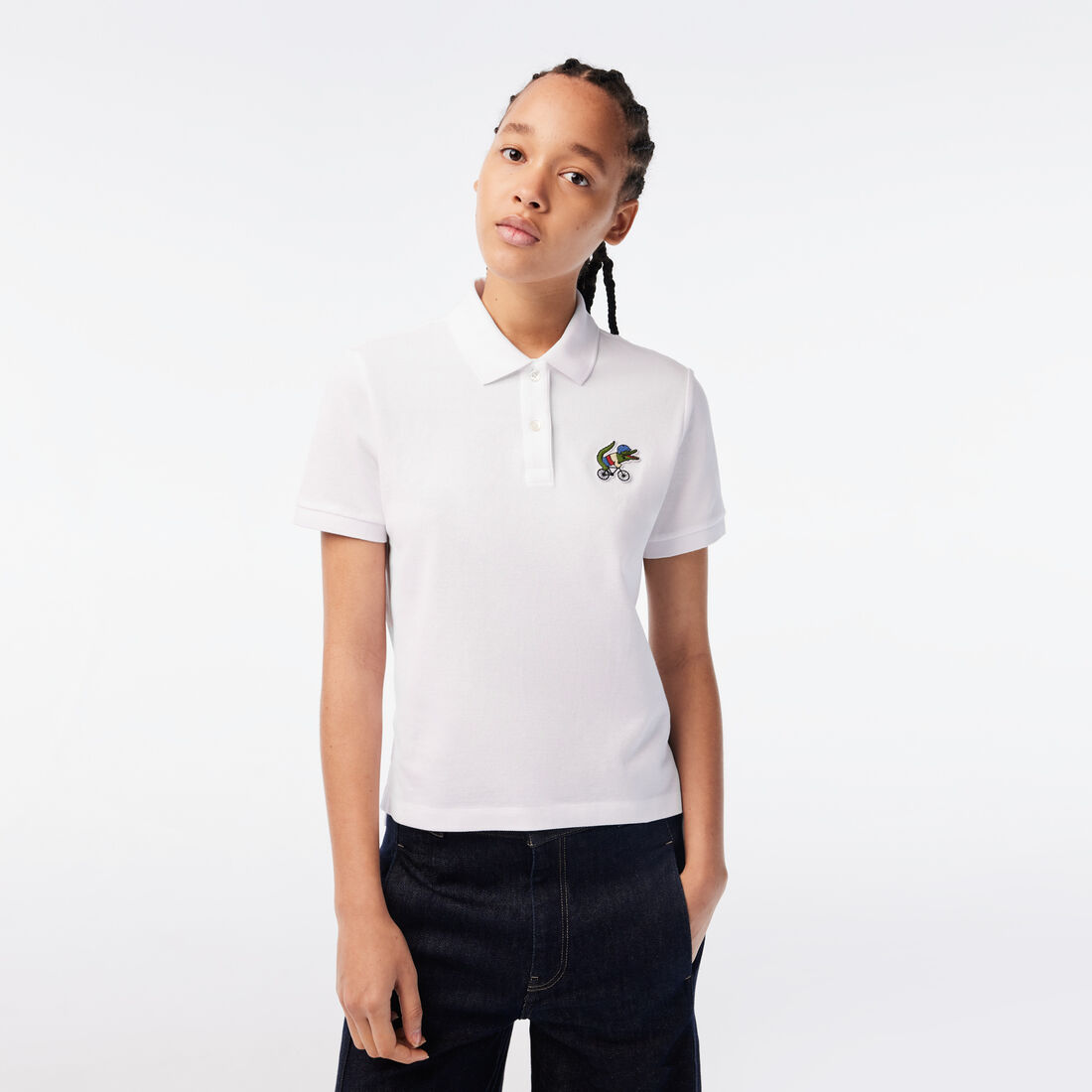 Lacoste X Netflix Crocodile Show Print Polo Shirts Damen Weiß | IRHM-13589