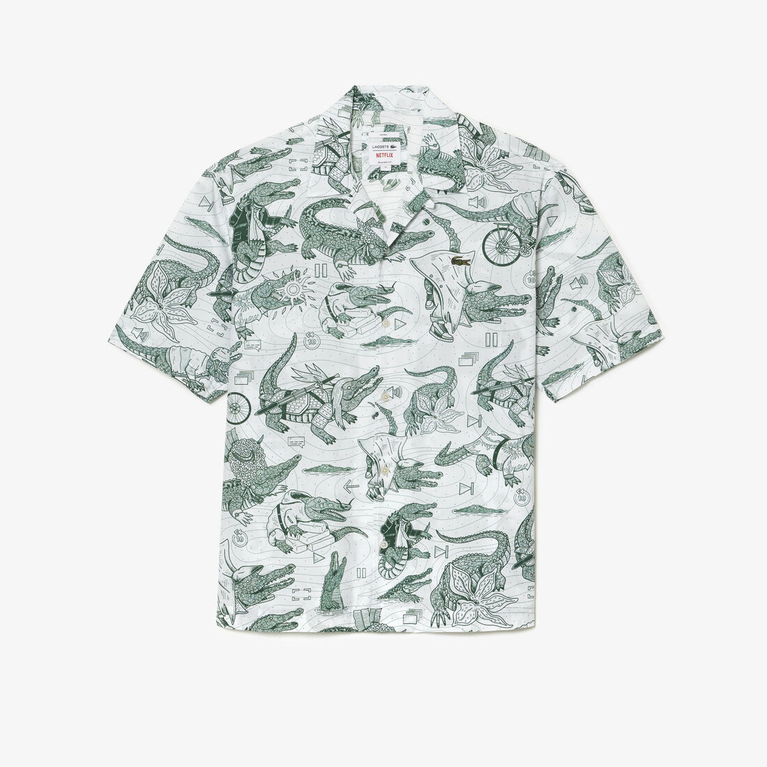 Lacoste X Netflix Kurzes Sleeve Printed Hemd Herren Weiß | NWTM-84027