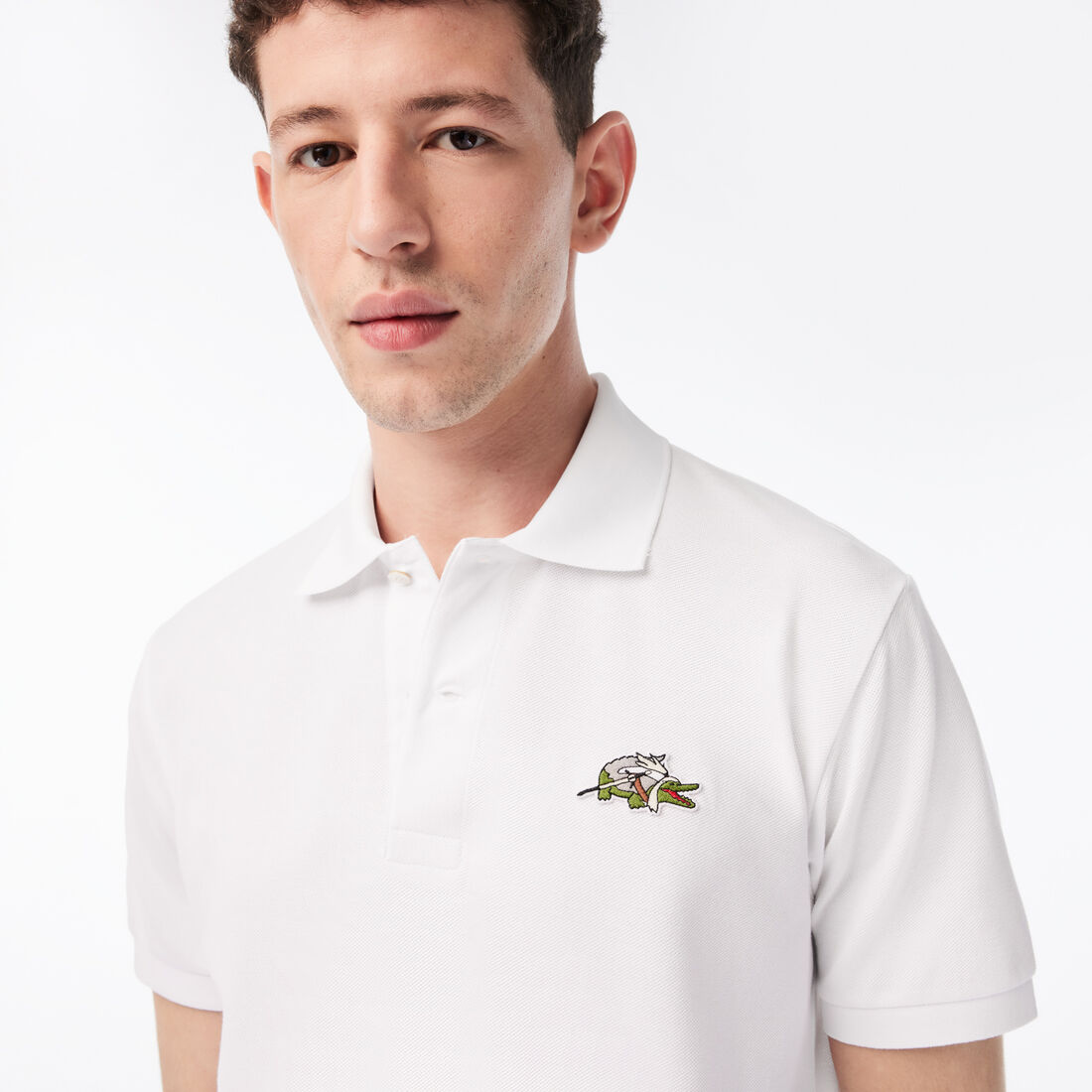 Lacoste X Netflix Organic Baumwoll Polo Shirts Herren Weiß | FJBP-15379