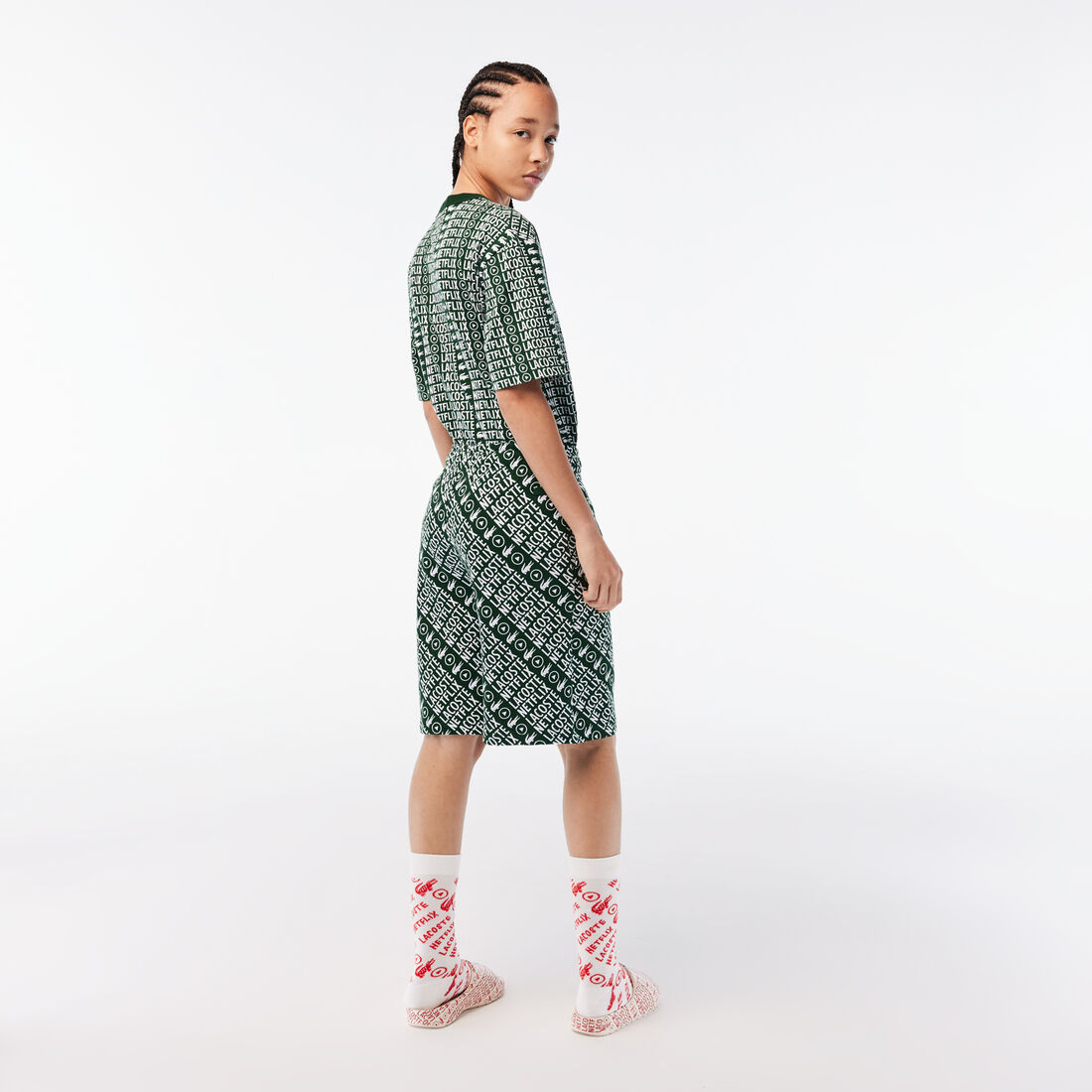 Lacoste X Netflix Organic Baumwoll Print Kurze Hose Damen Grün | KDAG-23906