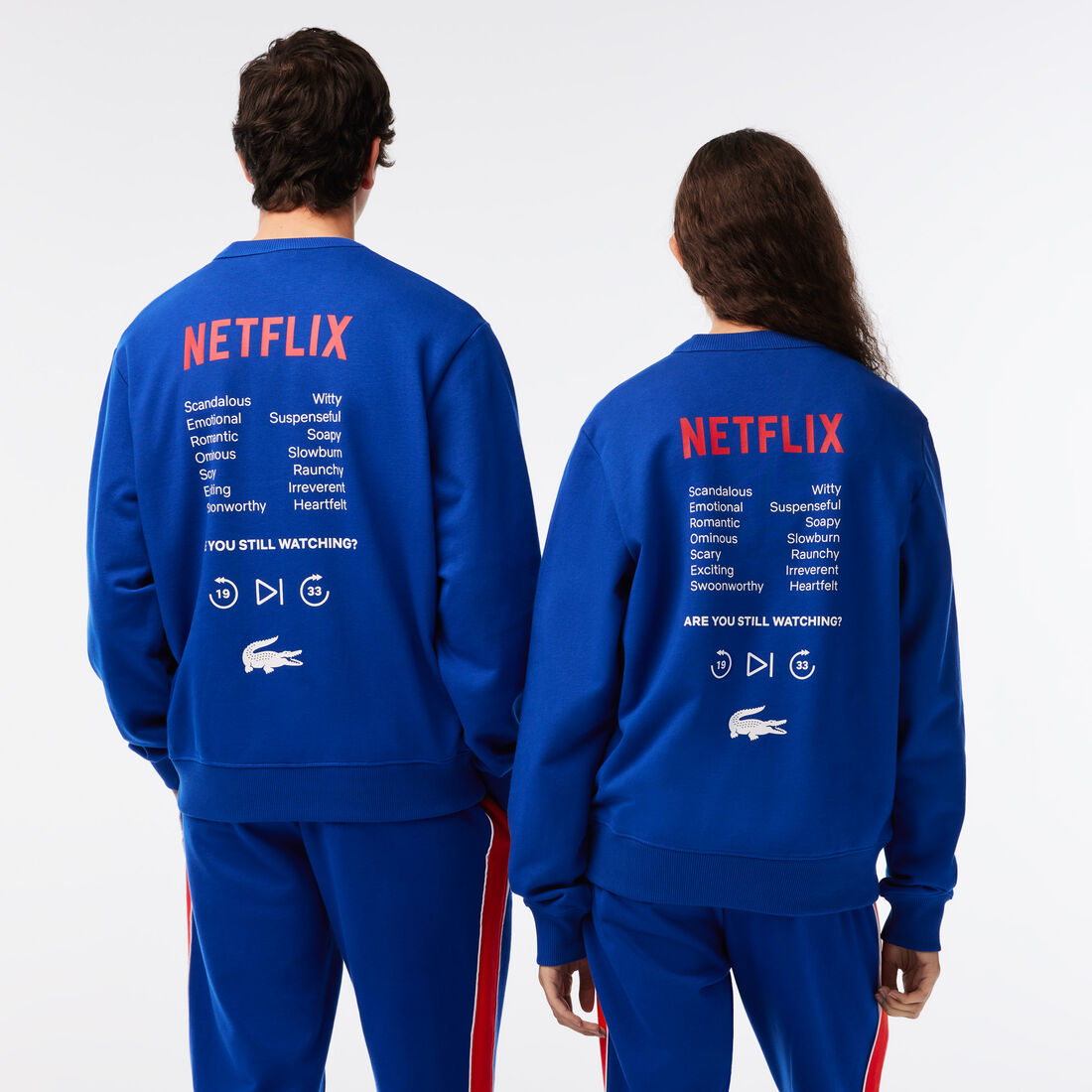 Lacoste X Netflix Round Neck Print Back Sweatshirts Herren Blau | ALOY-81653