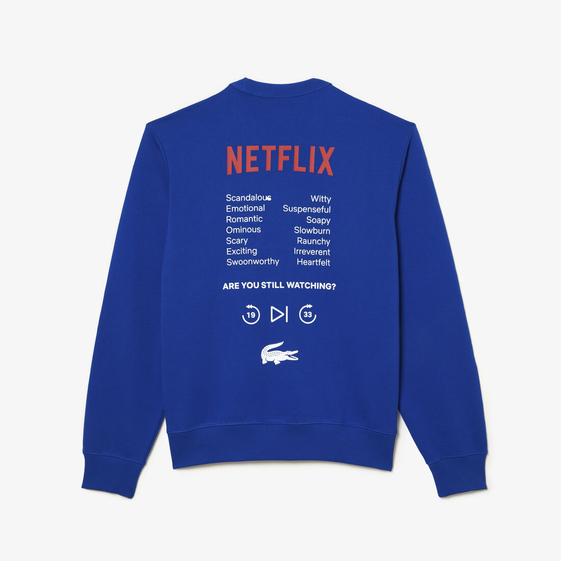 Lacoste X Netflix Round Neck Print Back Sweatshirts Herren Blau | ALOY-81653